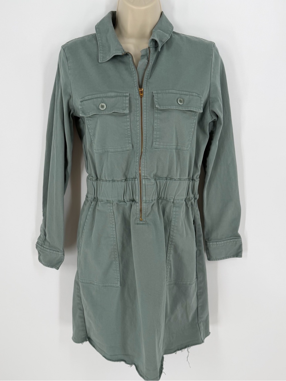 J.Crew Utility Shirt Dress 4 Cotton Military Chic Safari Fall Transition Travel - Picture 3 of 11
